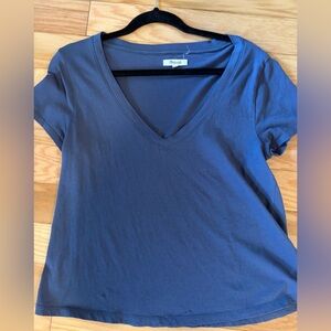 Madewell Deep Blue V-Neck Tee